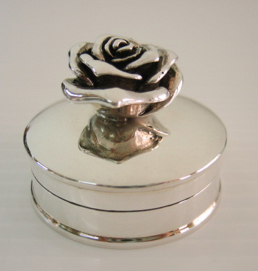 sterling silver Silver Rose Pill  Box
