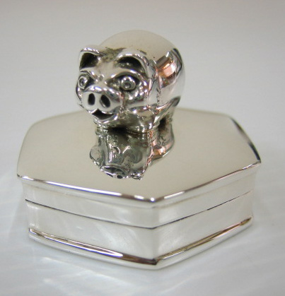 sterling silver Silver Pig Pill  Box