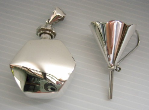 sterling silver Sterling Silver Hexagonal Perfume Flask Pendant and Funnel