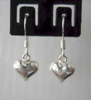 sterling silver Silver Dangling Heart Earrings