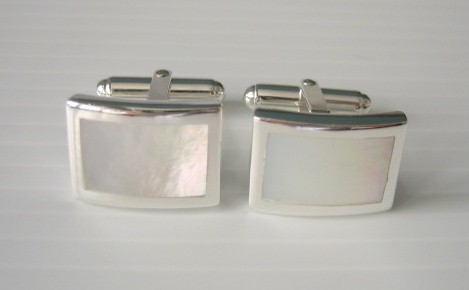 sterling silver Rectangular Mother-of-Pearl Cufflinks