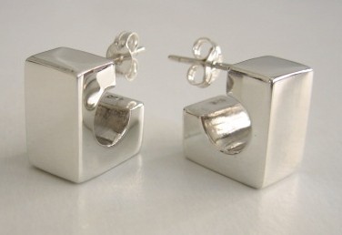 sterling silver Silver Square Hoop Earrings