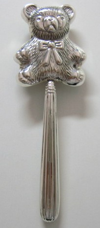sterling silver Silver Bear Baby Rattle.