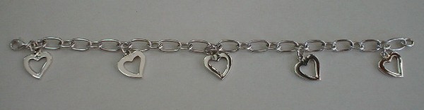 sterling silver Heart Charm Silver Bracelet.