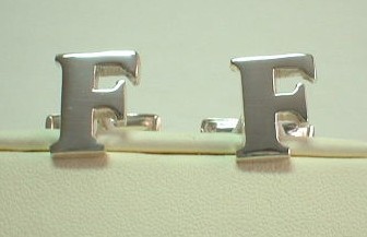sterling silver Silver Alphabet Cuff Links/Cufflinks (Letter F).