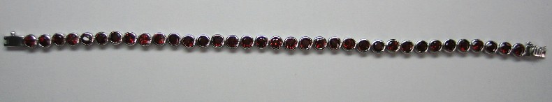 sterling silver Cubic Zirconia (CZ) Tennis Bracelet (Garnet Colour).