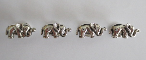 sterling silver Silver Elephant Tuxedo Studs/Buttons
