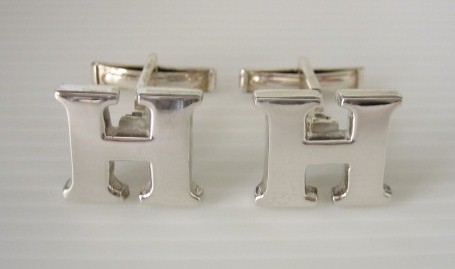 sterling silver Silver Alphabet Cufflinks (Letter H)