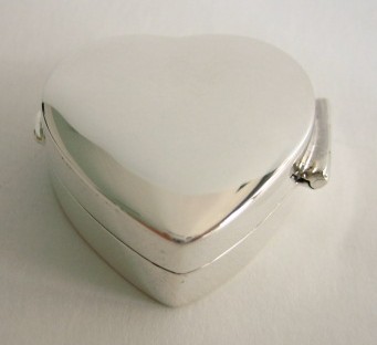 sterling silver Heart Shaped Silver Pill Box