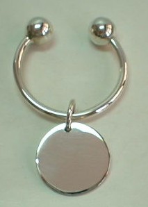 sterling silver Silver Key Ring with Round Tag.