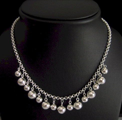 sterling silver Necklace with Dangling Silver Balls
