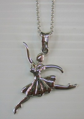 sterling silver Silver Ballet Dancer Pendant with 16