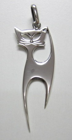 sterling silver Silver Cat Pendant.