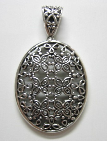 sterling silver Oval Silver Pendant