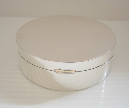 sterling silver Large Round Silver Hinged Pill Box