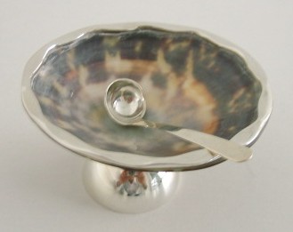 sterling silver Shell Salt Cellar with Silver Trimming