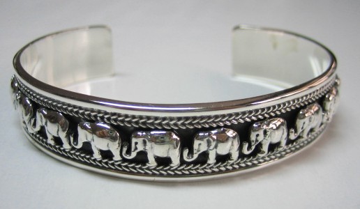 sterling silver Silver Elephant Bangle.