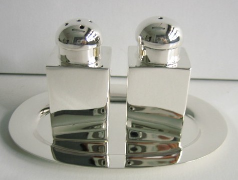 sterling silver Silver Salt and Pepper Shaker with Tray