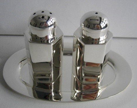 sterling silver Silver Salt and Pepper Shaker with Tray