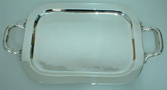 sterling silver Rectangular Silver Tray with Handle.