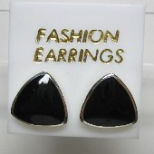 sterling silver Triangular Onyx Stud Earrings