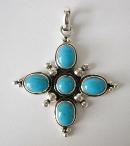 sterling silver Turquoise Cross Pendant