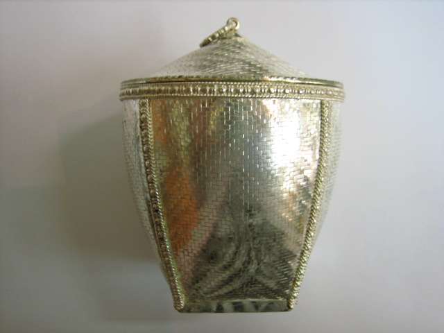 sterling silver silver miniature braided basket with lid