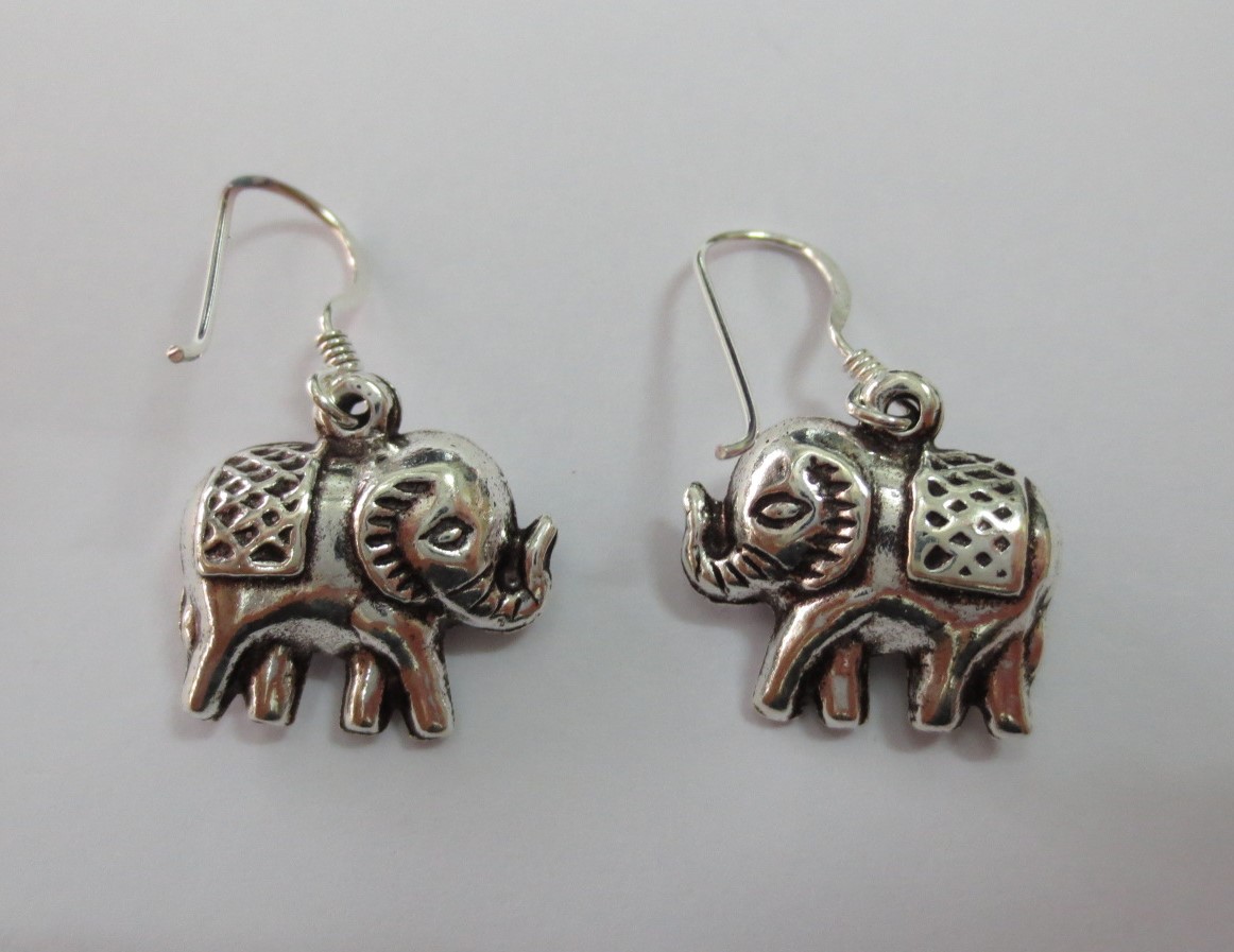 sterling silver Silver Elephant Earrings