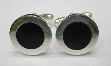 sterling silver Round Onyx Cuff Links