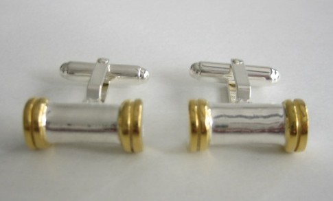 sterling silver Sterling Silver Cuff Links/Cufflinks with 18K Gold-Plated Accents