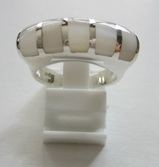 sterling silver Striped Mother of Pearl Ring