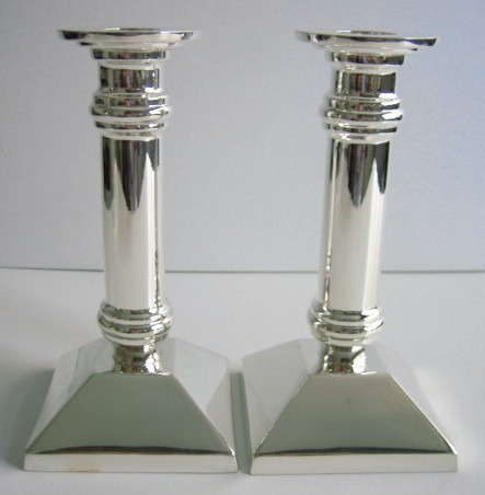 sterling silver Silver Candlesticks with Square Base