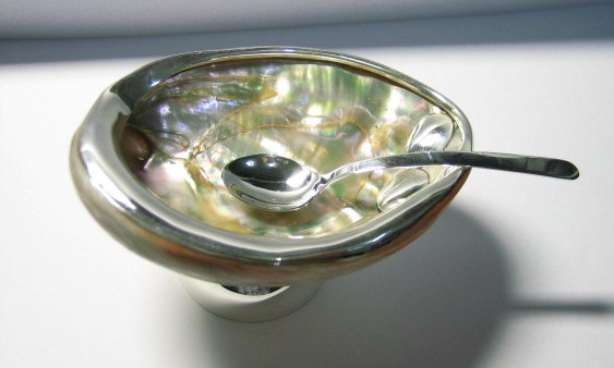sterling silver Small Abalone Shell Salt Cellar