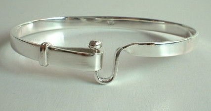 sterling silver Hook and Eye Silver Bangle.