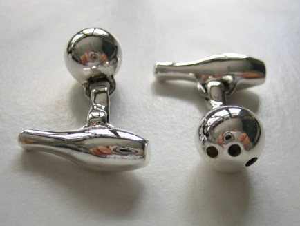 sterling silver Silver Bowling Pin and Ball Cuff Links/Cufflinks
