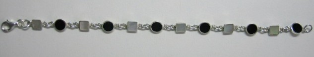 sterling silver Onyx and Mother-of-Pearl Bracelet