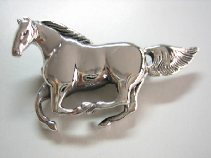 sterling silver Silver Horse Brooch.