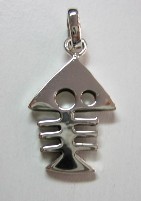 sterling silver Silver Fish Bone Charm / Pendant