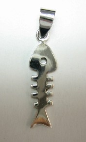 sterling silver Silver Fish Bone Charm / Pendant