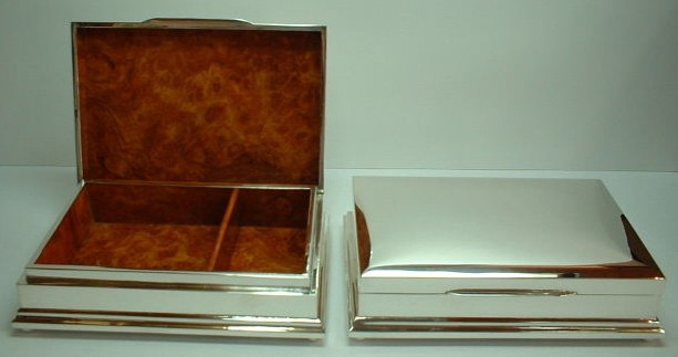sterling silver Silver Cigarette Box with Hinged Lid.