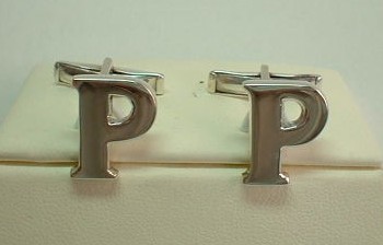 sterling silver Silver Alphabet Cuff Links/Cufflinks (Letter P).