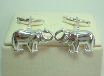sterling silver Silver Elephant Cuff Links/Cufflinks.