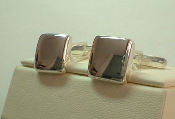 sterling silver Silver Square Dome Cuff Links/Cufflinks.