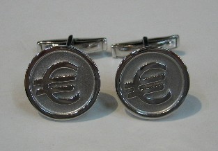 sterling silver Silver Euro Currency Sign Cuff Links/Cufflinks