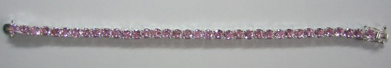 sterling silver Pink Cubic Zirconia (CZ) Tennis Bracelet