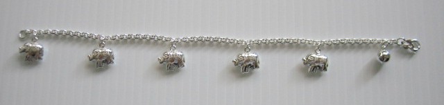 sterling silver Silver Elephant Charm Bracelet