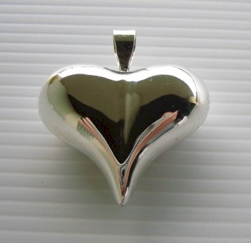 sterling silver Puffy Silver Heart Pendant