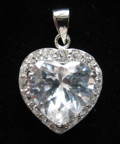 sterling silver Heart Shaped Cubic Zirconia Pendant