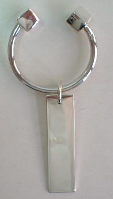 sterling silver Silver Key Ring with Long Rectangular Tag.