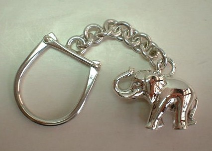 sterling silver Silver Elephant Key Chain/Ring.